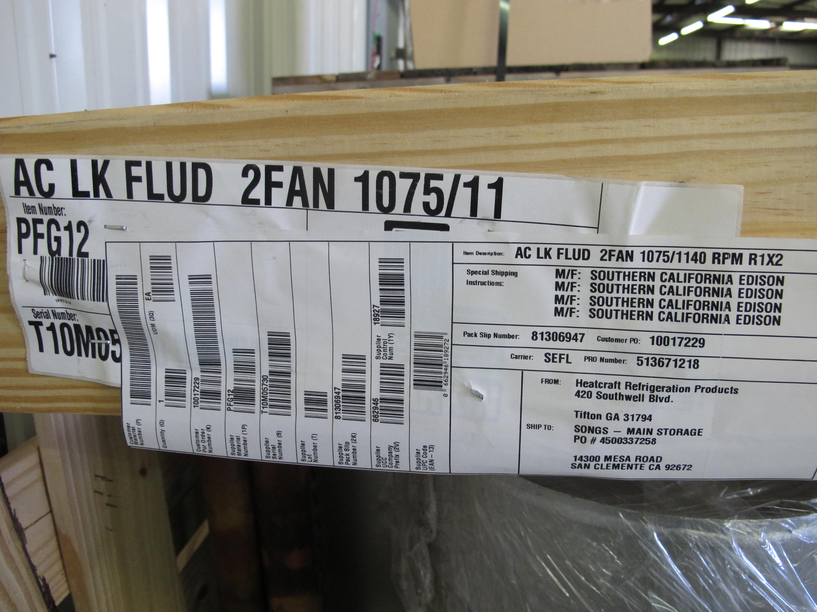 COOLER, DIRECT DRIVE DRY KIND, MODEL HCDC-12. EDPAC, COMPLETE PACKAGE. INCLUDES: WATER PUMP, CONTROL PANEL, FAN CYCLE CONTROLS, AND EXPANSION TANK. (W-44) LOADING & HANDLING FEE $25-